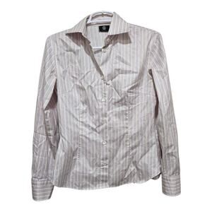 Bogner Purple White Striped Button Up Shirt Women’s Size 6